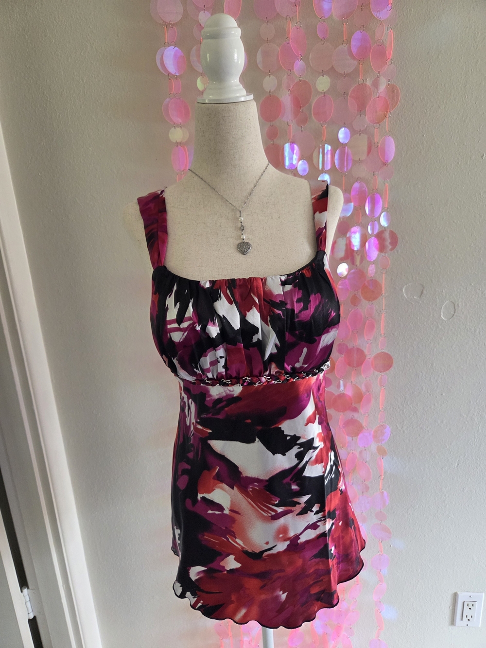 IZ Byer California Abstract Y2K Babydoll Top Size Large